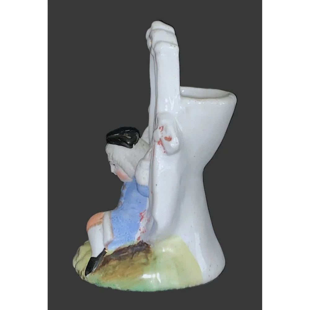 Antique Late 19th Century German Porcelain Figural Spill Vase Cigar Fairing Vtg